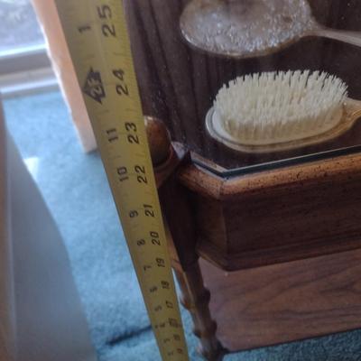 Vintage Wood Finish Curio Display Side Table (No Contents)