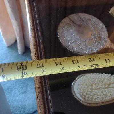 Vintage Wood Finish Curio Display Side Table (No Contents)