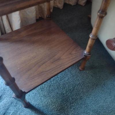 Vintage Wood Finish Curio Display Side Table (No Contents)