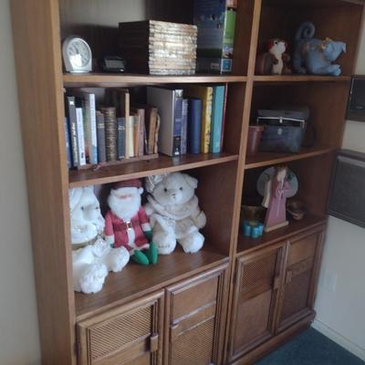 Set of Two Faux Reed Design Wall Unit Bookcases (No Contents)