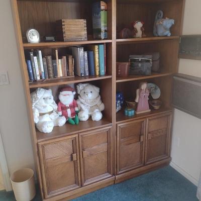 Set of Two Faux Reed Design Wall Unit Bookcases (No Contents)