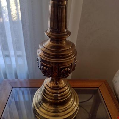 Pair of Brass Table Lamps with Shades