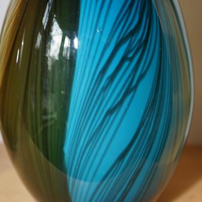 RELOVE TREASURES TIKI SWIRL & PEACOCK ART GLASS VASES