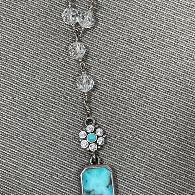 Barse Sterling Silver and Turquoise Y necklace