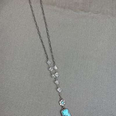 Barse Sterling Silver and Turquoise Y necklace