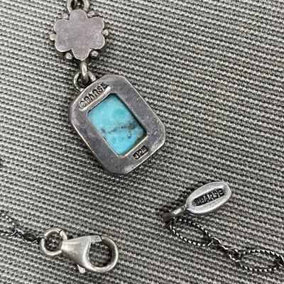 Barse Sterling Silver and Turquoise Y necklace