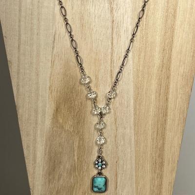 Barse Sterling Silver and Turquoise Y necklace