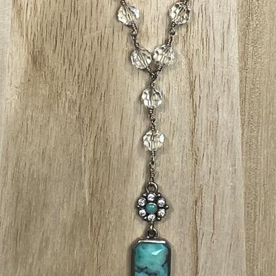 Barse Sterling Silver and Turquoise Y necklace
