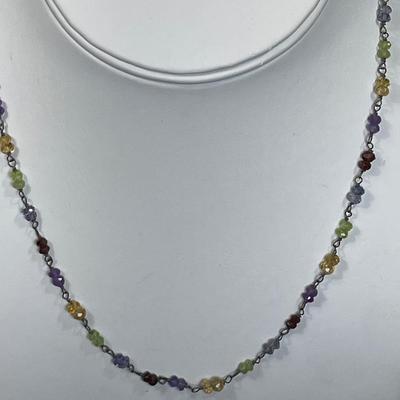 Gemstones and Sterling silver necklace