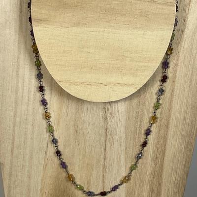 Gemstones and Sterling silver necklace