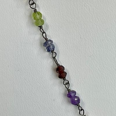 Gemstones and Sterling silver necklace