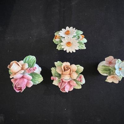 4 Mini Bisque Flower Bouquets