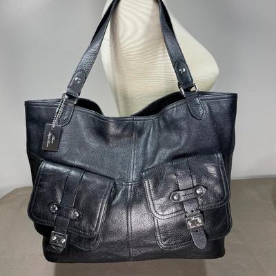 Ralph Lauren Black Pebble Leather Tote