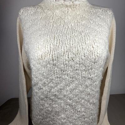 XL cream funnel neck silk/wool Sweater