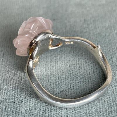 Rose Quartz and Sterling Silver ring 8