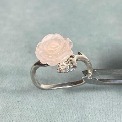 Rose Quartz and Sterling Silver ring 8
