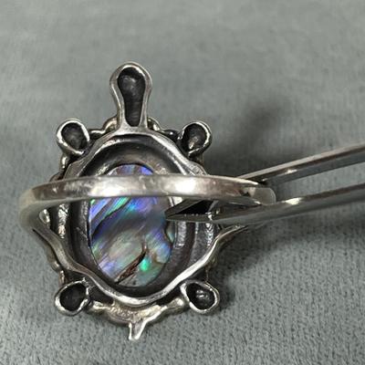 Abalone marcasite Turtle Sterling silver ring 9
