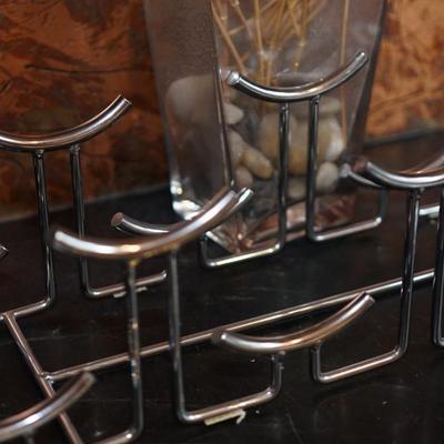 NACHTMANN WINE GLASSES 12 OZ SET OF 6 , CHROME WINE BOTTLE HOLDER