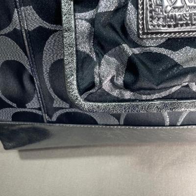 Coach Poppy Black and Silver logo handbag New