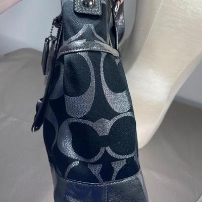 Coach Poppy Black and Silver logo handbag New