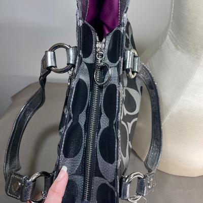 Coach Poppy Black and Silver logo handbag New