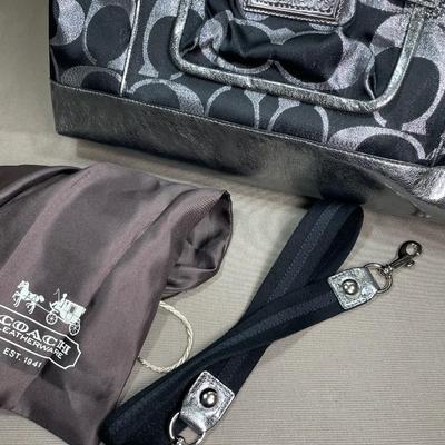 Coach Poppy Black and Silver logo handbag New