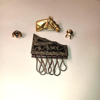 WESTERN TIE TACKS, MONEY CLIP AND BELT CLIP KEY KEEPER