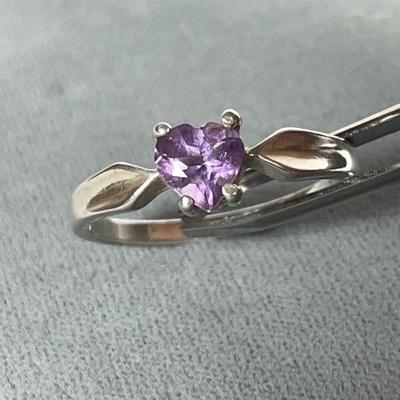 Amethyst heart in Sterling Silver ring 10