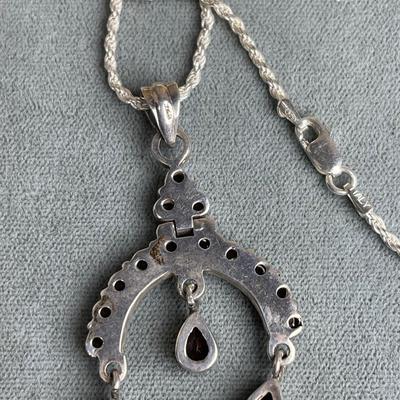 Chunky Garnet and Sterling Silver necklace