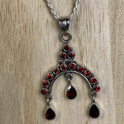 Chunky Garnet and Sterling Silver necklace