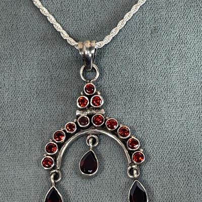 Chunky Garnet and Sterling Silver necklace