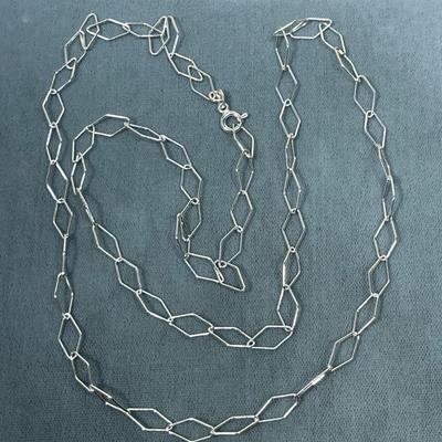 28 inch Sterling Silver paperclip Necklace