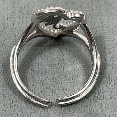 Sterling silver”M” initial ring adjustable 6/7