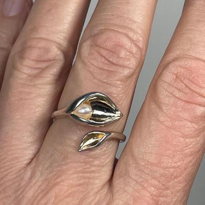 Sterling Silver Calla Lilly wrap ring 9