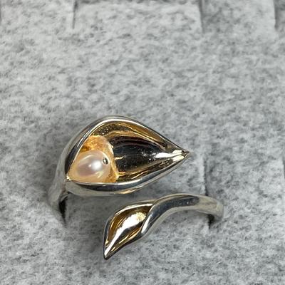 Sterling Silver Calla Lilly wrap ring 9