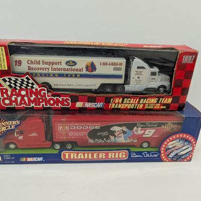 Winners Circle Bill Elliott Muppet Show Trailer Rig & Vintage Racing Champions 1/64 Semi Child Support Recovery International