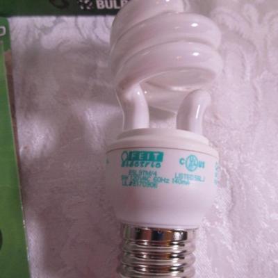 10 light bulbs; 3 candelabra base bulbs, 2 motion sensors