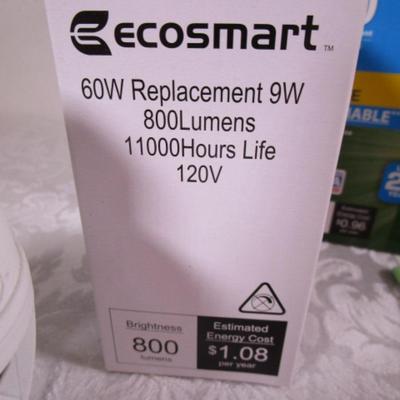 10 light bulbs; 3 candelabra base bulbs, 2 motion sensors