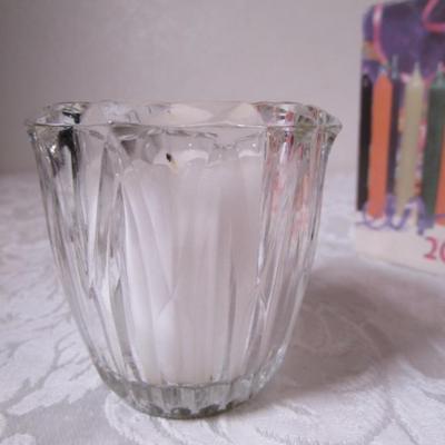 20 party candles, 1 votive candle with holder