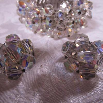 Vintage crystal bracelet & clip earrings