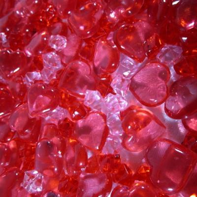 Acrylic hearts & chunks, 12 polished stones, coarse stone granuals