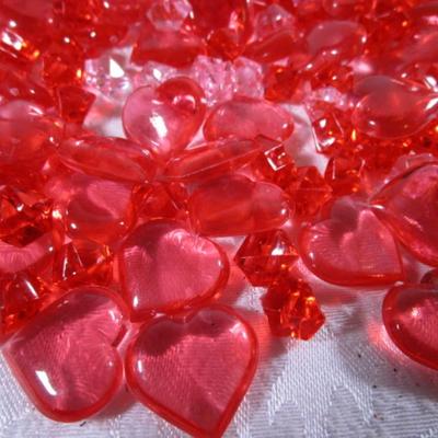 Acrylic hearts & chunks, 12 polished stones, coarse stone granuals