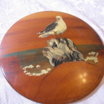 Myrtlewood plaque with painted seagull