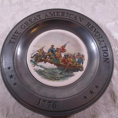 Pewter ceramic plate, George Washington Crossing the Delaware