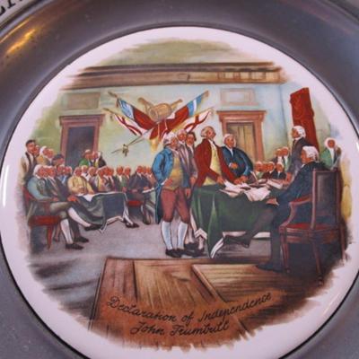 Pewter ceramic plate, Declaration of Independence