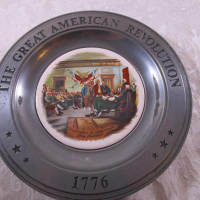 Pewter ceramic plate, Declaration of Independence