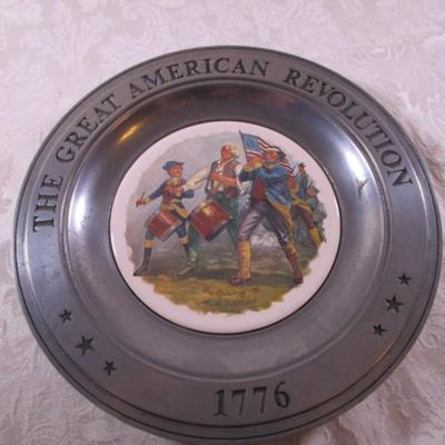 Pewter ceramic plate, The Spirit of '76.