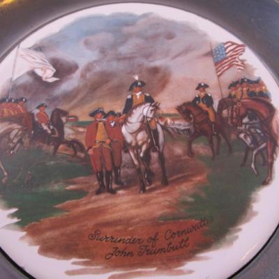 Pewter ceramic plate, Surrender of Cornwallis