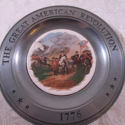 Pewter ceramic plate, Surrender of Cornwallis