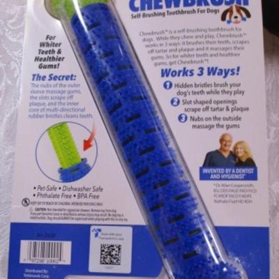 Gravity pet waterer, pet food dish, chewbrush, 2 cans dog food